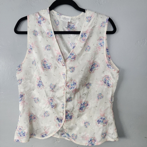 Vintage Nordstrom 2 Piece Floral Bridal Shorts Lingerie Pajama Set Medium - Picture 2 of 8